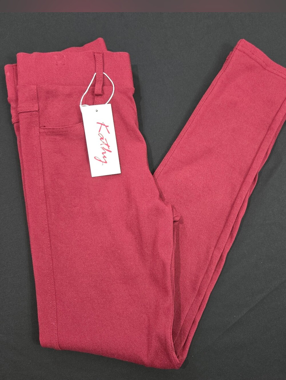Kathy Wine-Red Stretch Jeggings for Women - S/M